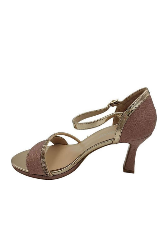 Fabric Sandals with Strass Gold