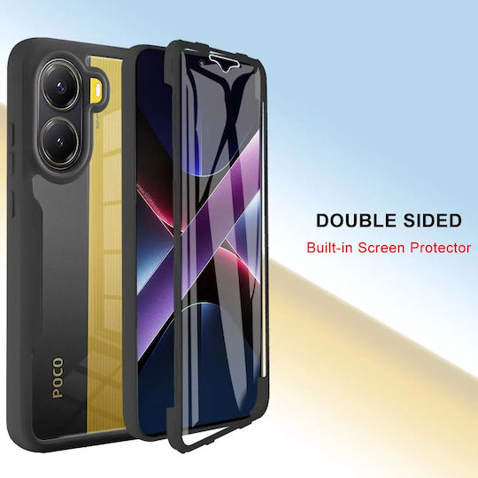 Techsuit ColorVerse 360 Vollschutz Silikon Schwarz Handyhülle für Poco X7 Pro