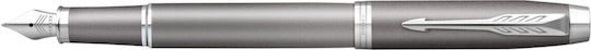 Parker Parker Füllfederhalter Set Mittel Graue aus Messing mit Blauer Tintenfarbe