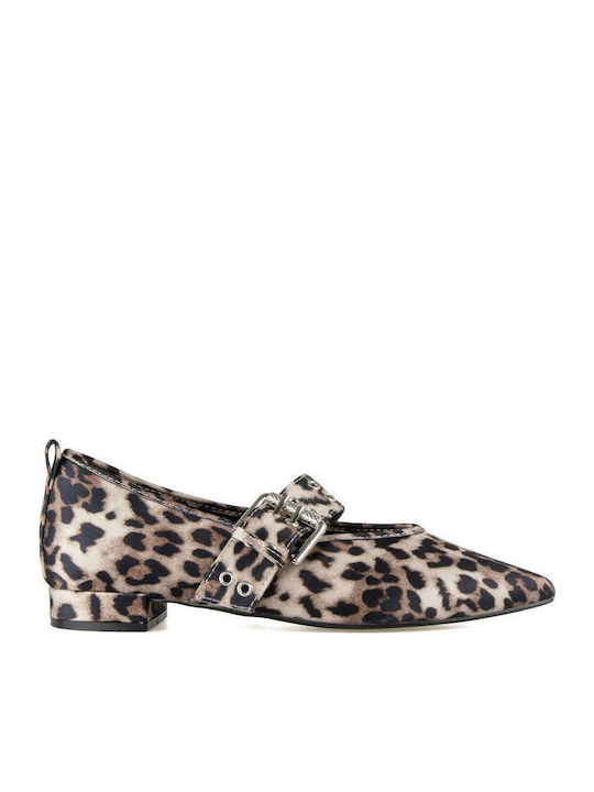 Leopard Ballerinas With strap Multicolour