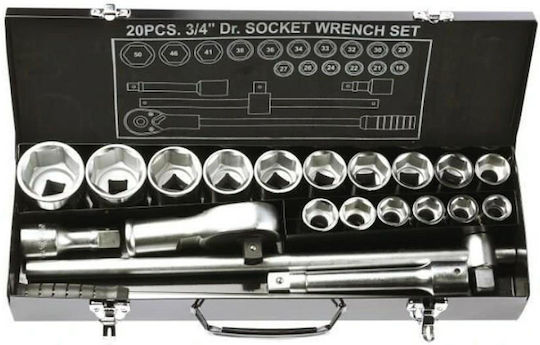 Yato Set de chei tubulare și clichet 3\4" 20buc