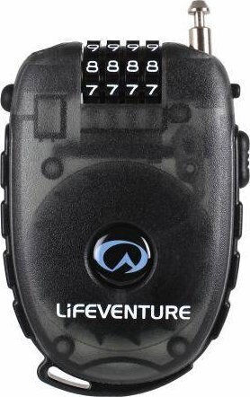 Lifeventure Kunststoff Vorhängeschloss mit Drahtseil Kombination 10mm Black 1Stück