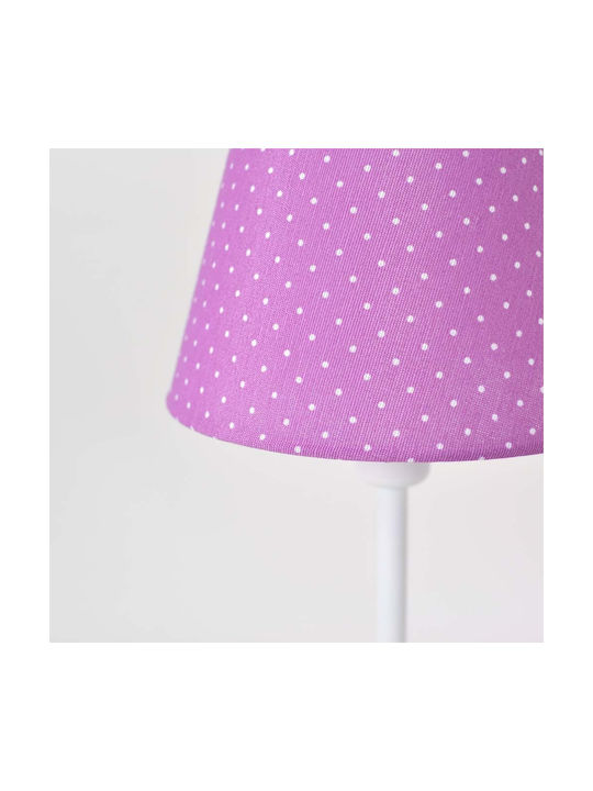 Veis Metal Vintage Table Lamp for Socket E14 with Fuchsia Shade and White Base