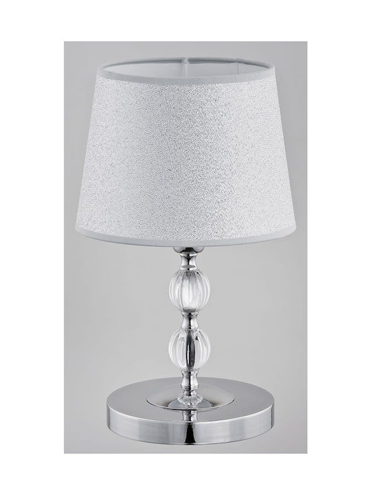 Alfa Fabric Table Lamp for Socket E14 with Silver Shade and Base