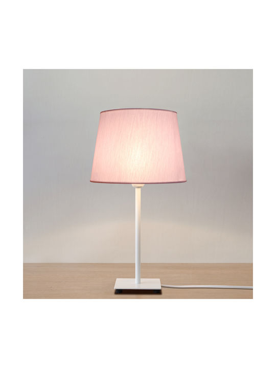 Veis Fabric Table Lamp for Socket E14 with Lilac Shade and White Base