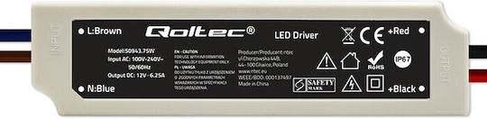Qoltec LED Power Supply Waterproof IP67 Power 75W with Output Voltage 12V
