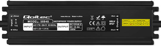Qoltec Τροφοδοτικό LED Στεγανό IP67 Ισχύος 150W με Τάση Εξόδου 12V