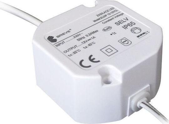 Breve Τροφοδοτικό LED Στεγανό IP65 Ισχύος 12W με Τάση Εξόδου 24V
