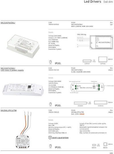VK Lighting Dimmbar LED-Netzteil IP20 Leistung 2W