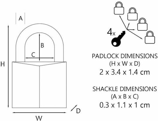 Master Padlock Brass with Key 20mm Green 1pcs