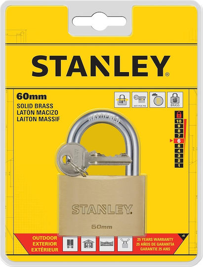 Stanley Bronze Padlock Brass with Key 60mm 1pcs
