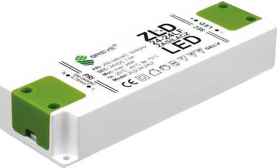 Breve Τροφοδοτικό LED IP20 Ισχύος 24W με Τάση Εξόδου 24V