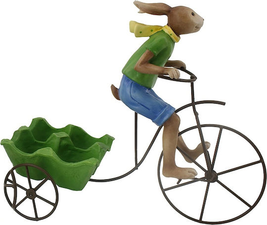Easter Decoration Egg Holder Bunny On Bicycle 24 Cm Green