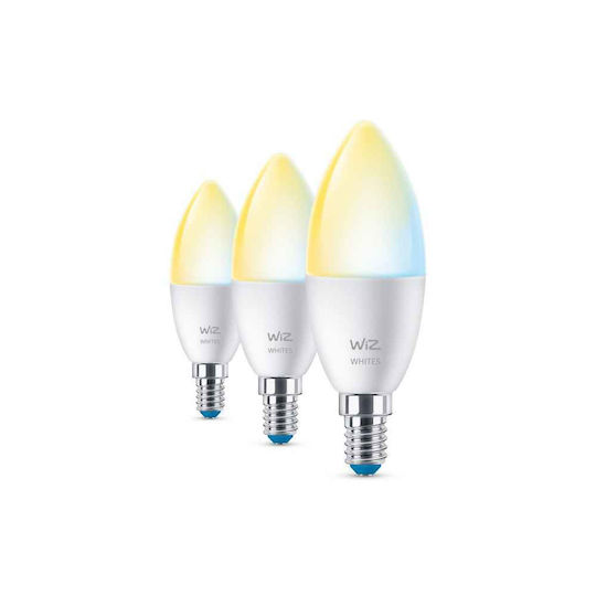 WiZ Smart Λάμπες LED 4.9W για Ντουί E14 και Σχήμα C37 Ρυθμιζόμενο Λευκό 470lm 3τμχ