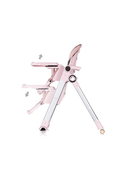 Chipolino Super Chef Foldable Baby Highchair 2 in 1 with Adjustable Height Pink Marshmallow