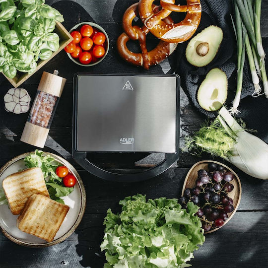 Adler Tabletop Electric Grill Ribbed Plate 750W 22cmx12.5cmcm