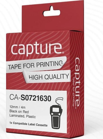 Capture Ταινία Ετικετογράφου 4m x 12mm σε Μαύρο Χρώμα Συμβατή με Dymo LetraTag/LT
