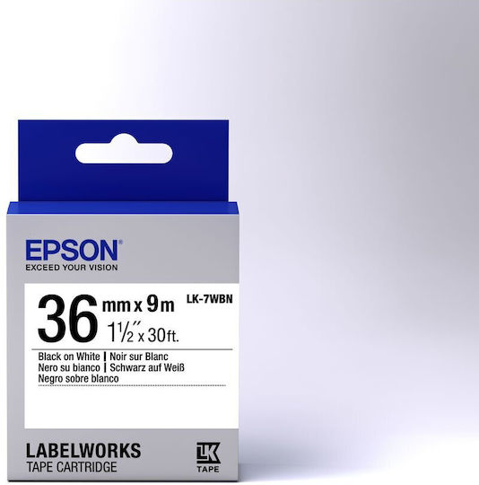 Epson LK-7WBN Ταινία Ετικετογράφου 9m x 36mm σε Λευκό Χρώμα
