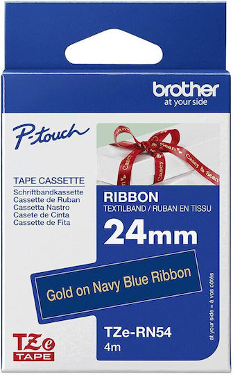 Brother P-touch 24mm Dark Blue Gold Ribbon Tape
