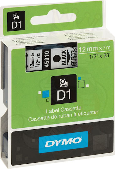 Dymo 45010 Etikettendrucker-Bänder Kompatible mit Dymo 7m x 12mm in Transparent Farbe Kompatible mit Dymo D1