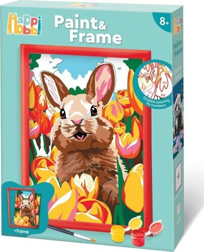 HappiHobbi Ζωγραφική Paint & Frame Paint By Numbers Cheerful Bunny για Παιδιά 8+ Ετών