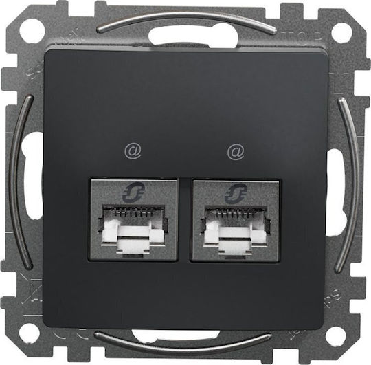 Schneider Electric Διπλή Πρίζα Δικτύου RJ45 χωρίς Πλαίσιο σε Μαύρο Χρώμα SDD114462S