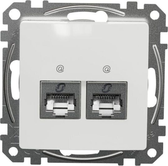 Schneider Electric Sedna Διπλός Μηχανισμός Πρίζας Δικτύου RJ45 Τύπου Cat5e σε Λευκό Χρώμα SDD111452