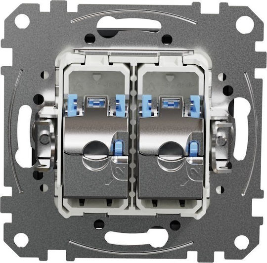 Schneider Electric Διπλή Πρίζα Δικτύου RJ45 χωρίς Πλαίσιο σε Μαύρο Χρώμα SDD114462S