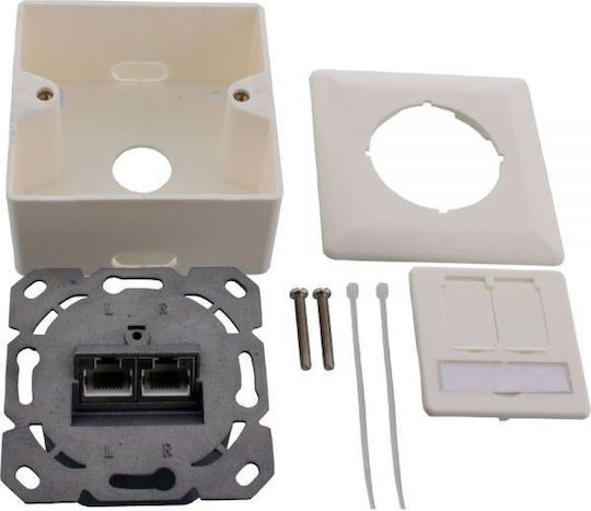InLine Doppelter Externer Netzwerksteckdose RJ45 Cat6a in Weiß Farbe 76842W