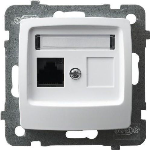Ospel Μονή Πρίζα Δικτύου RJ45 χωρίς Πλαίσιο σε Λευκό Χρώμα GPK-1S K M 00