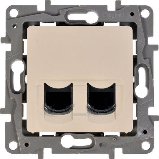 Legrand Niloe Διπλός Μηχανισμός Πρίζας Δικτύου RJ45 Τύπου Cat6 σε Μπεζ Χρώμα 664874