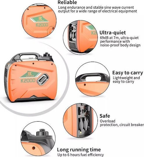 Kepism K2000 Silent Generator Suitcase Gasoline Four-stroke with Maximum Power 2.5kVA
