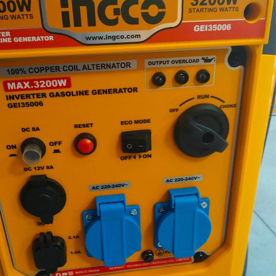 Ingco Silent Generator Suitcase Inverter Gasoline Four-stroke with Handle and Maximum Power 4kVA
