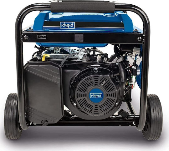 Scheppach SG7100 Generator Benzină (în patru timpi) Patru timpi cu Autostart, Roți și Putere Maximă 5.5kVA