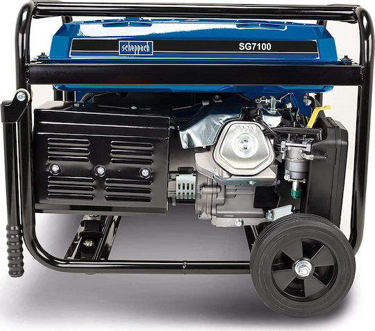 Scheppach SG7100 Generator Benzină (în patru timpi) Patru timpi cu Autostart, Roți și Putere Maximă 5.5kVA