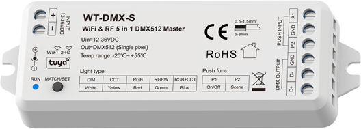 Eurolamp Dmx512 Master ''wt-dmx-s'' Monochrome Cct Rgb Rgbw Rgb+cct 12-36vdc/1-5ch 145-71509