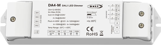 Eurolamp Dimmer Dali Led ''da4-m'' 4 Channels 12-24vdc/4ch*5a 36-48vdc/4ch*3a 145-71606