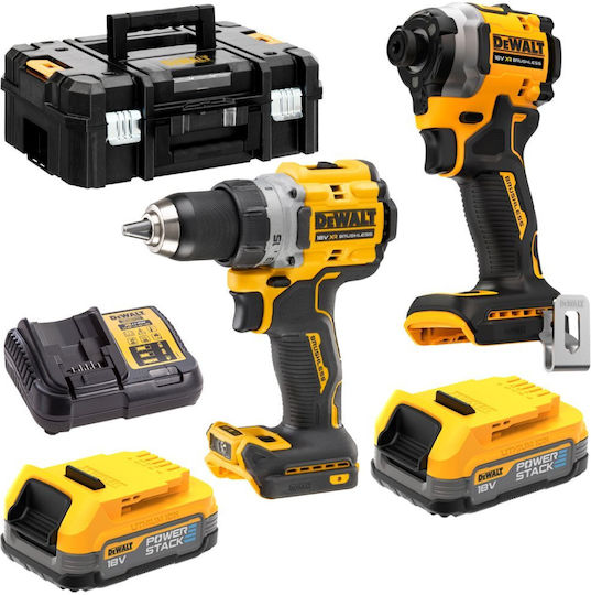DEWALT DCK2051H2T-QW Set Drill Driver & Impact Screwdriver Brushless 18V with 2 Batteries 5Ah and Case