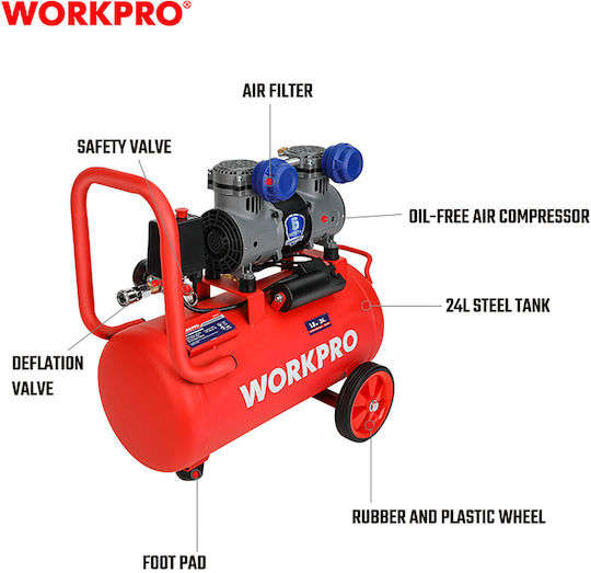 WorkPro Luftkompressor mit Lufttank 24Es WP425001