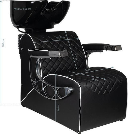 Gabbiano Ηairdresser Chair with Adjustable Height Black