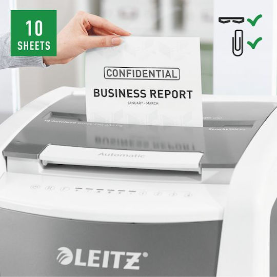 Leitz Καταστροφέας Εγγράφων 10 Φύλλων με Κάδο 110lt