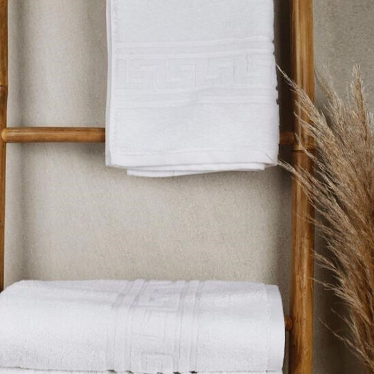 Sunshine Greek Hotel Bathroom Towel Meander 140x70 cm 500gsm White