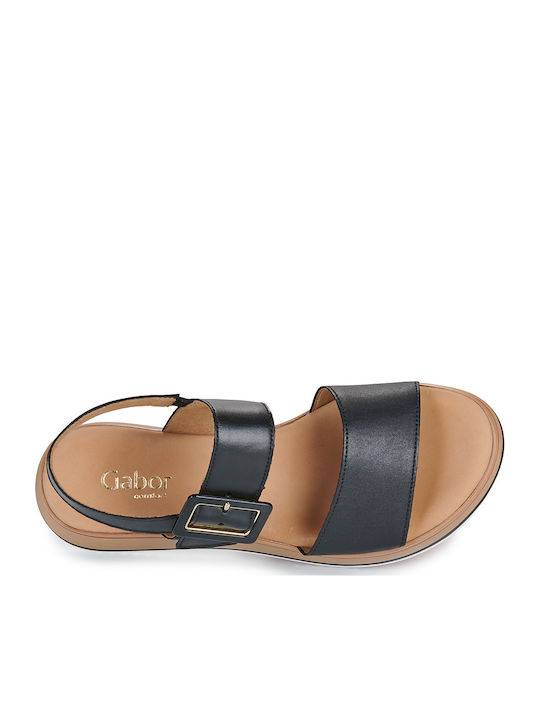 Leder Flache Sandalen für Damen in Schwarz Farbe