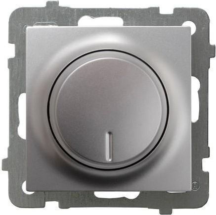 Ospel Χωνευτός Διακόπτης Dimmer χωρίς Πλαίσιο Κλασικός Περιστροφικός σε Ασημί Χρώμα