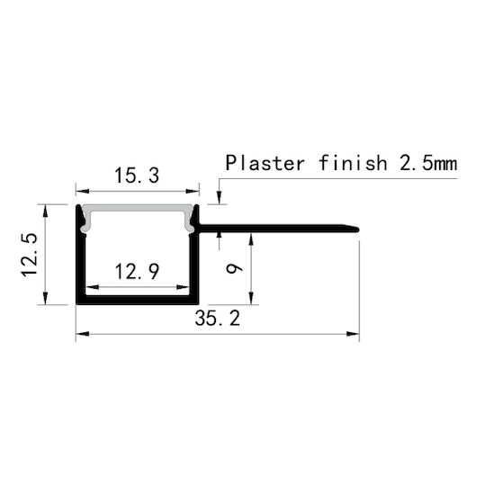 Eurolamp Recessed Drywall Profile 2000*15.3*12.5 Plus 145-70957