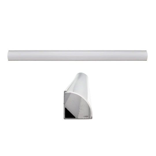 Redled Extern Aluminiumprofil für LED-Streifen Ecke mit Opal Abdeckung 200x1.5x1.5cm