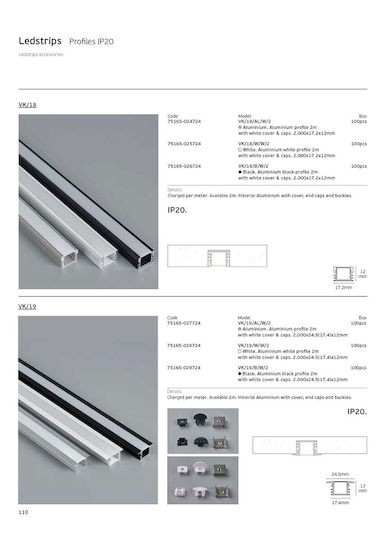 VK Lighting Aluminiumprofil für LED-Streifen 200cm