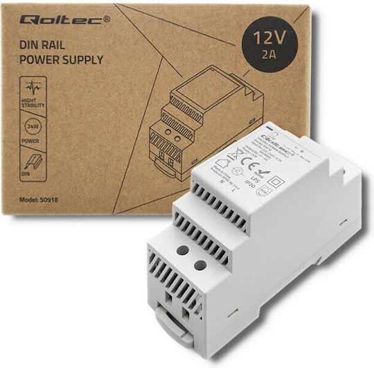 Qoltec Τροφοδοτικό Ράγας με Έξοδο 12V και Ισχύ 24W 2A