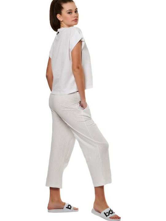 Damen Stoff Capri Hose White