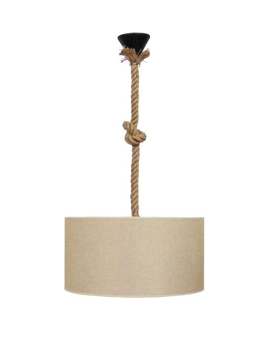 Heronia Hängelampe Beige mit Seil für Fassung E27 20x65cm.